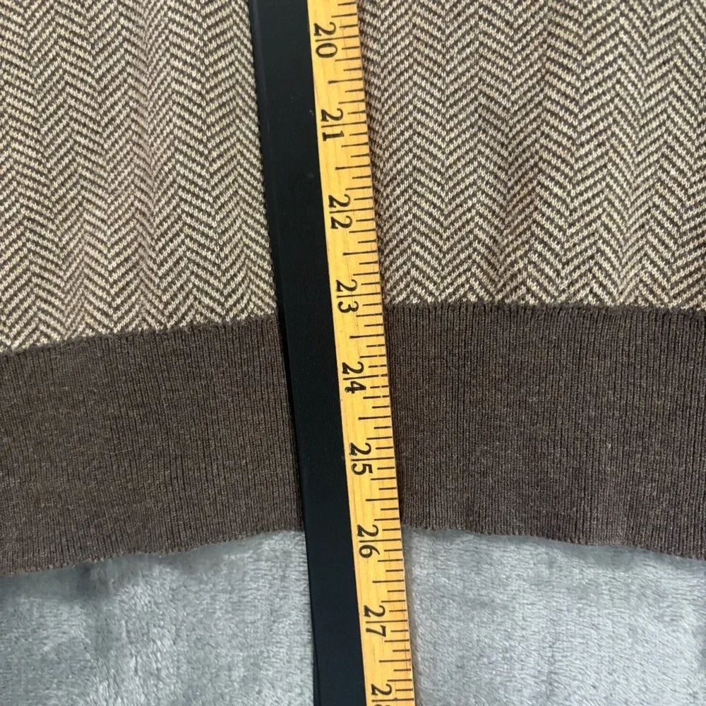 J.Crew Re-Imagined Qtr Zip Sweater Men's L‎ Brown Herringbone Preppy Casual